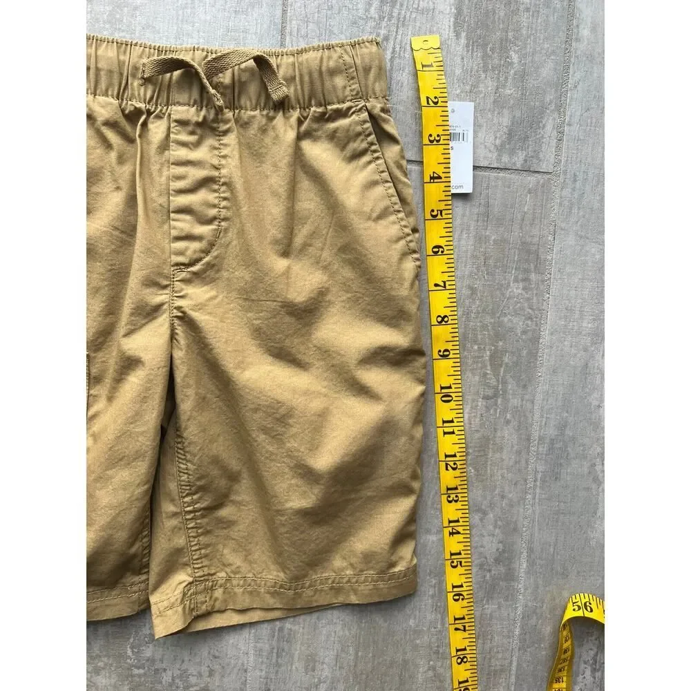 GAP Kids Boy Drawstring Elastic Short Pull-On Khaki Cargo Zip Pocket NEW S 6-7..